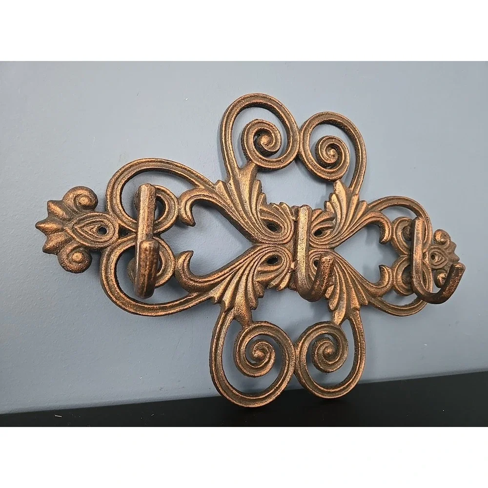 Cast Iron Accent Hook Acanthas Scroll Baroque Ornate Bronze Finish MCM 15